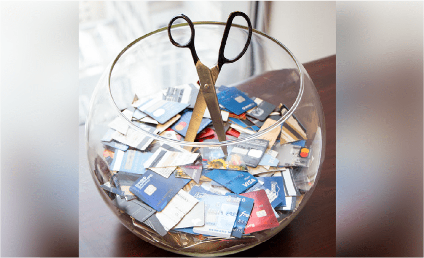 Bowl of cut up credit cards.  Geraci Law bankruptcy attorneys have helped eliminate more than a billion dollars in debt.